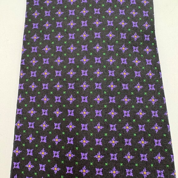Lauren Ralph Lauren Mens 100% Silk Tie Purple Floral Pattern Hand Finished - Picture 2 of 6